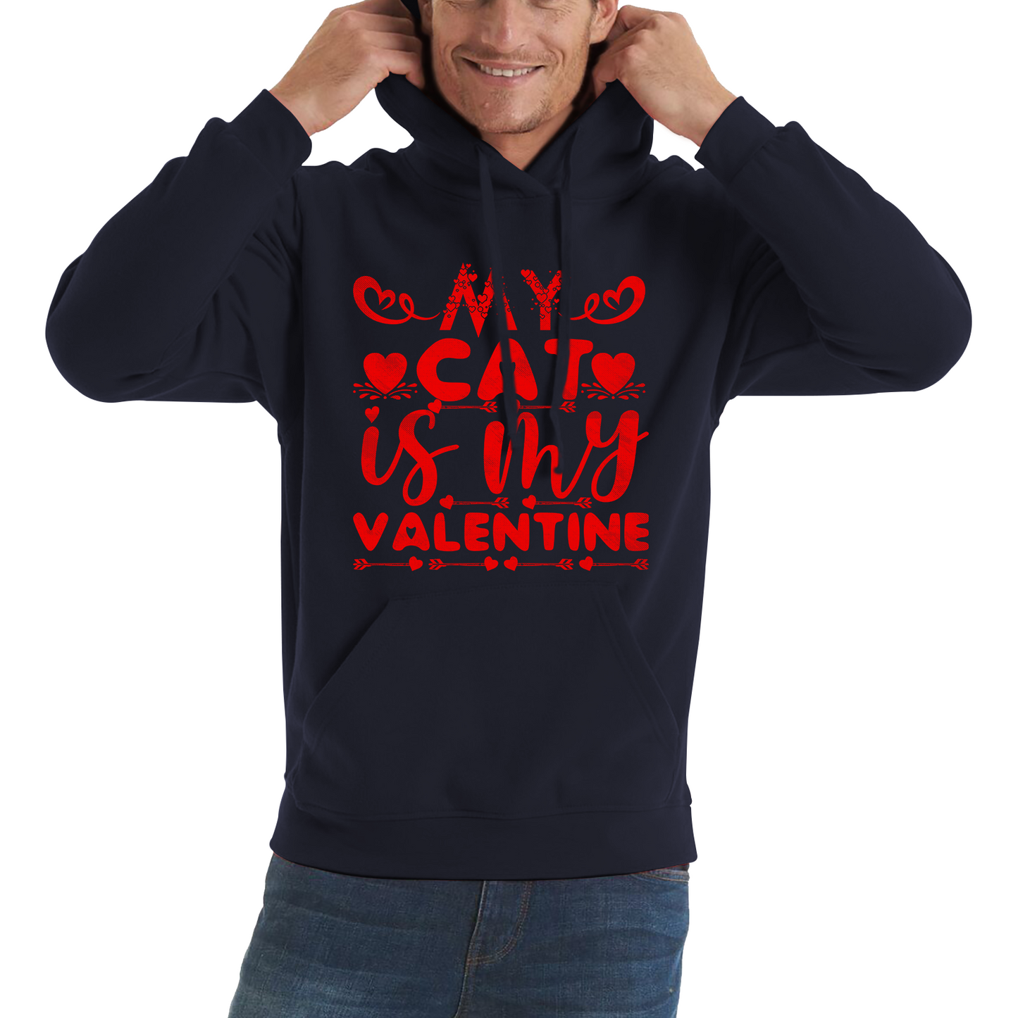 My Cat Is My Valentine Cat Lover Funny Valentine's Day Animal Lovers Unisex Hoodie