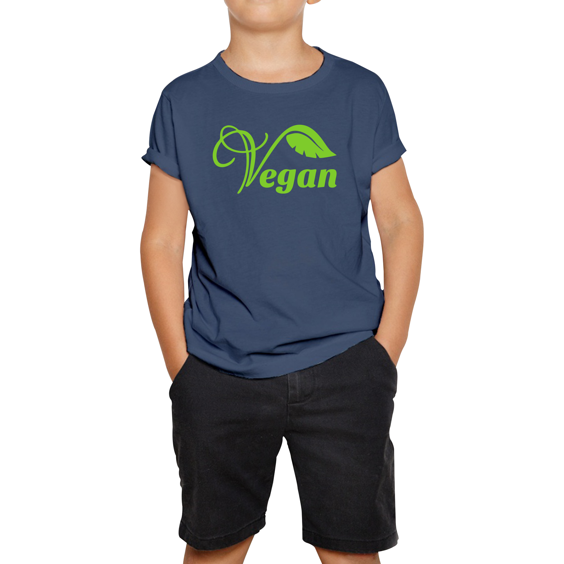 Vegan Logo Green V Leaf T Shirt