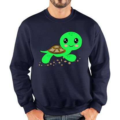 Swimming Cartoon Turtle, Funny Cute Little Sea Turtle Unisex Sweatshirt