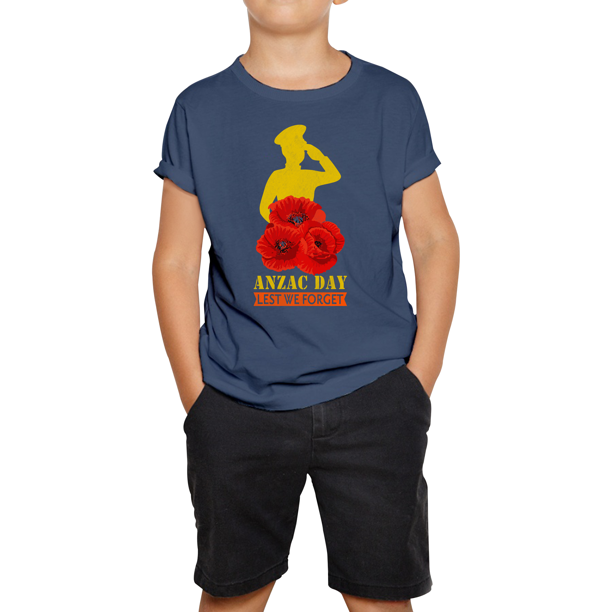 Anzac Day Lest We Forget Poppy Flowers British Veteran T Shirt