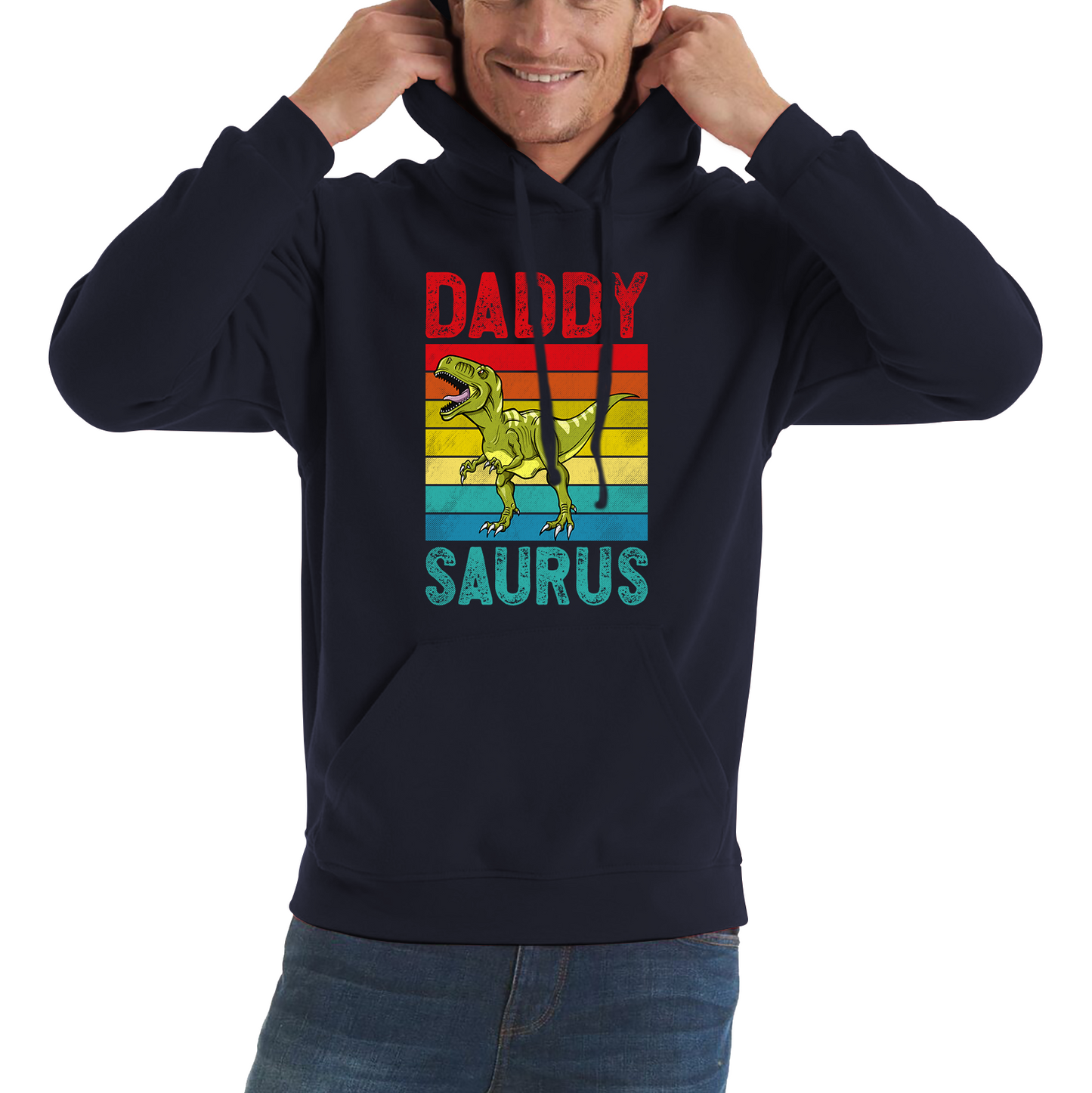 Daddy Saurus Funny T-Rex Father's Day Vintage Dinosaur Animal Unisex Hoodie