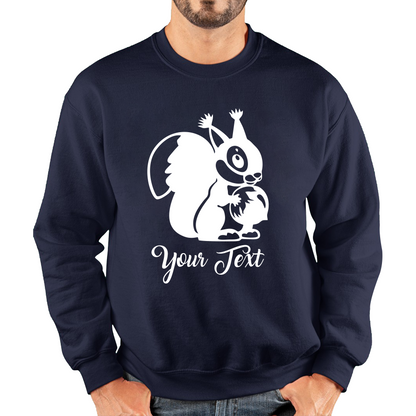 Personalised Cartoon Squirrel Holding Acorn Your Name Cute Squirrel Animal Unisex Sweatshirt