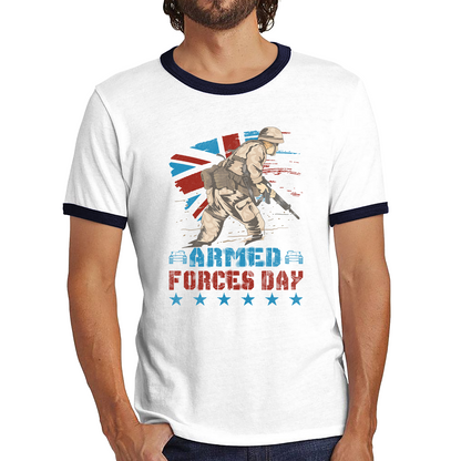 Armed Forces Day British Veteran Armed Forces Anzac Day Lest We Forget Uk Flag Ringer T Shirt