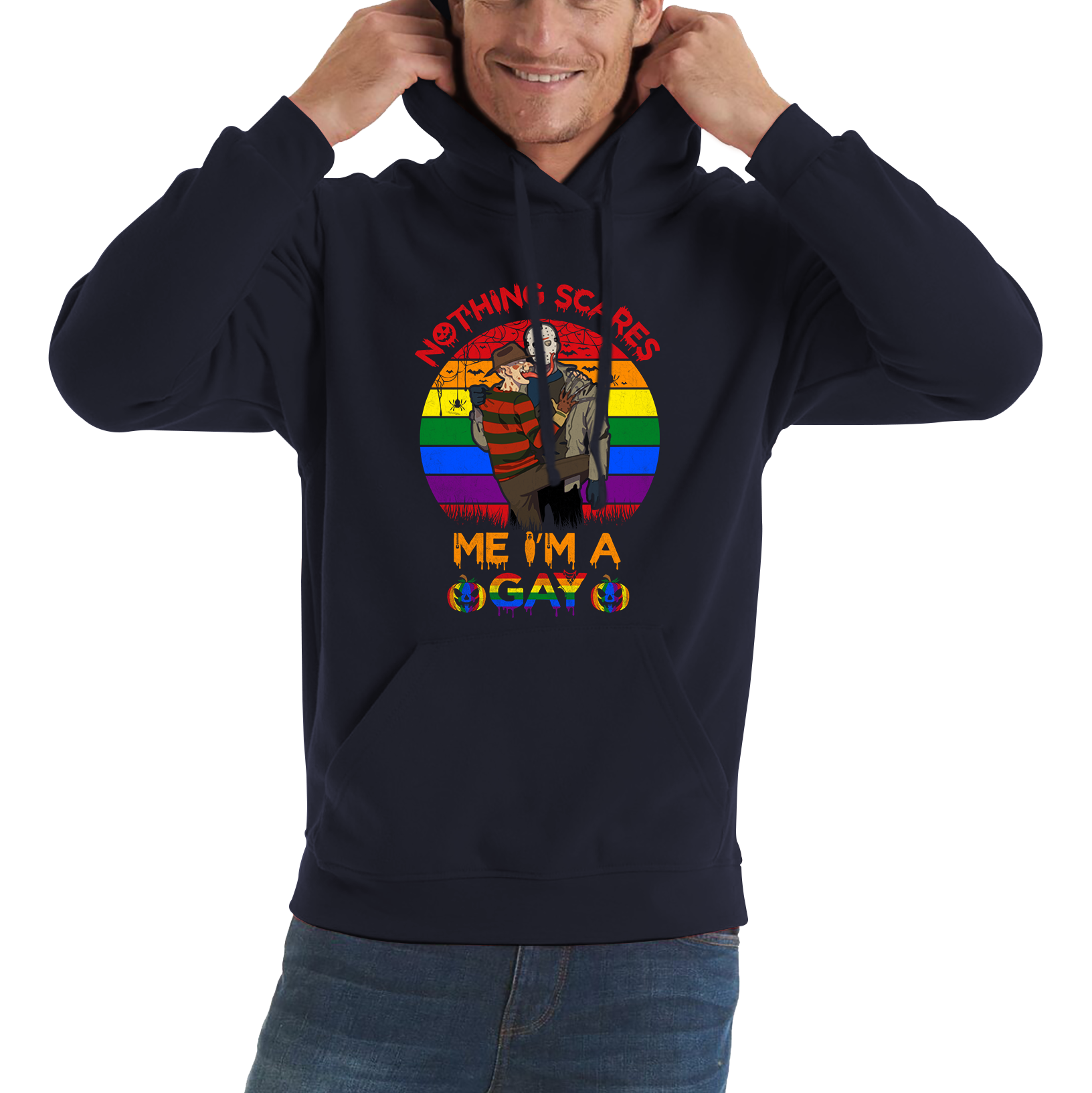 Nothing Scares Me I'm A Gay Pride LGBT Jason Voorhees Freddy Krueger Hoodie