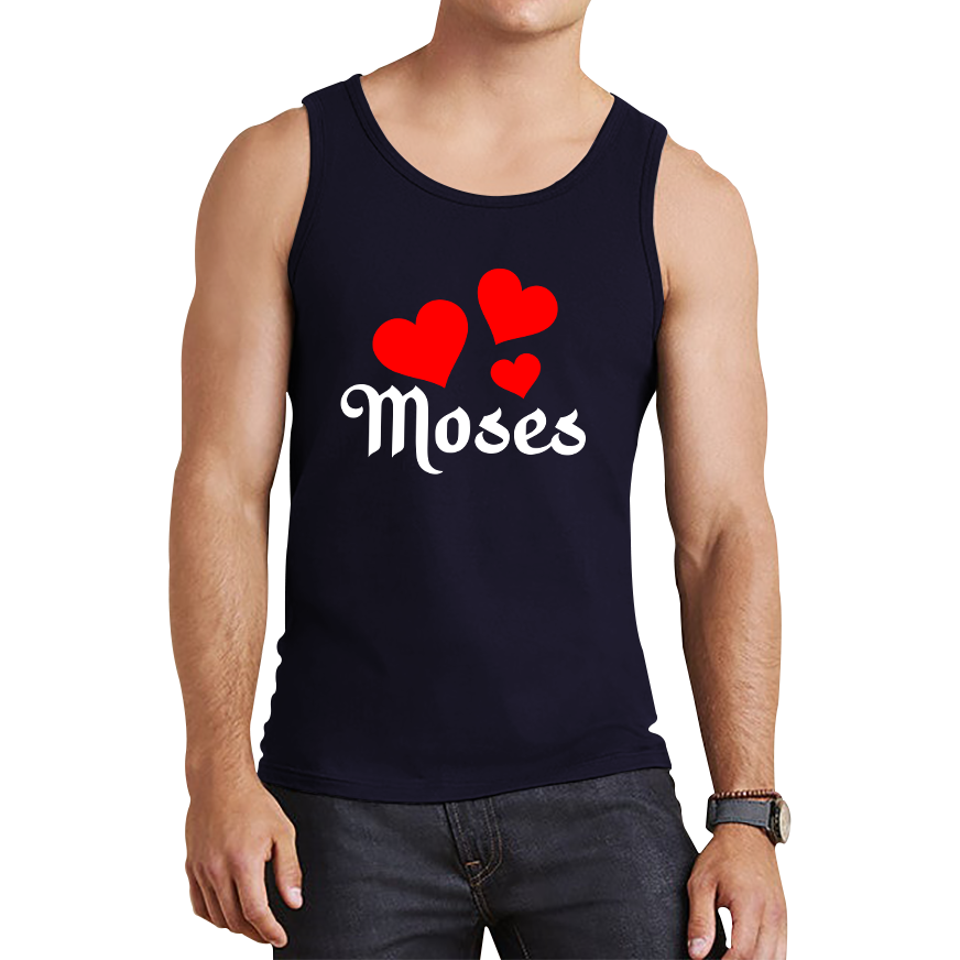 Moses Hearts Religions Prophet Jewish Founder Of Monotheistic Belief Tank Top