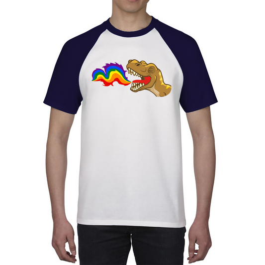 LGBT T-Rex Dinosaur Pride Lgbt Dino Rainbow Fire Baseball T Shirt