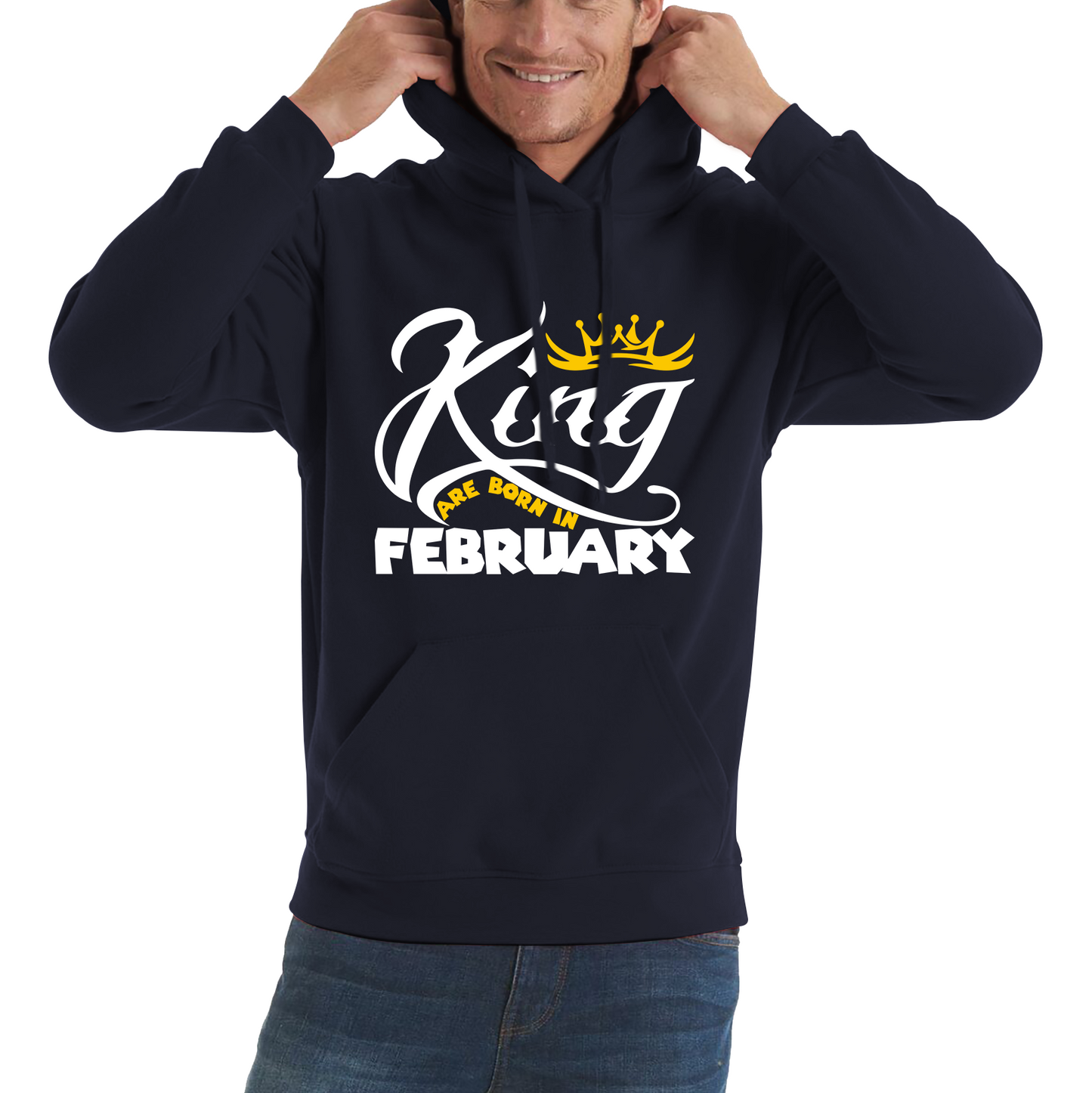 King Are Born In February Funny Birthday Month February Birthday Sayings Quotes Unisex Hoodie