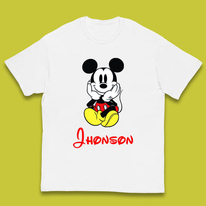 Personalised Sitting Disney Mickey Mouse Minnie Mouse Your Name Cute Cartoon Character Disney World Kids T Shirt