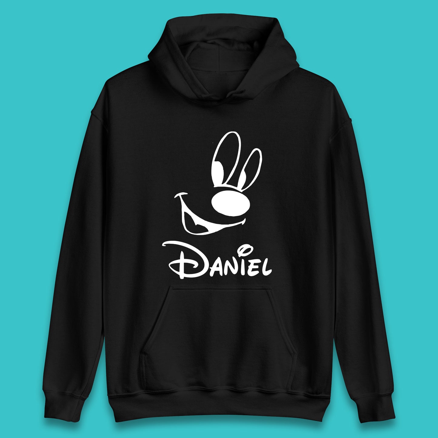 Personalised Disney Oswald the Lucky Rabbit Face Your Name Vintage Animated Cartoon Character Disney Trip Unisex Hoodie