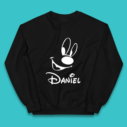 Personalised Disney Oswald the Lucky Rabbit Face Your Name Vintage Animated Cartoon Character Disney Trip Kids Jumper