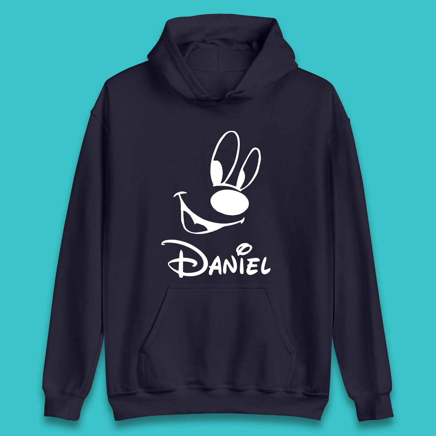 Personalised Disney Oswald the Lucky Rabbit Face Your Name Vintage Animated Cartoon Character Disney Trip Unisex Hoodie