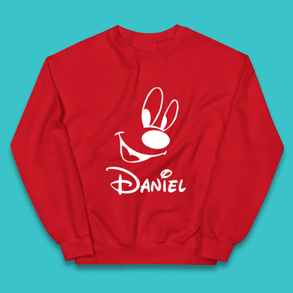 Personalised Disney Oswald the Lucky Rabbit Face Your Name Vintage Animated Cartoon Character Disney Trip Kids Jumper