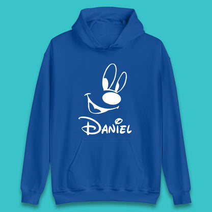 Personalised Disney Oswald the Lucky Rabbit Face Your Name Vintage Animated Cartoon Character Disney Trip Unisex Hoodie