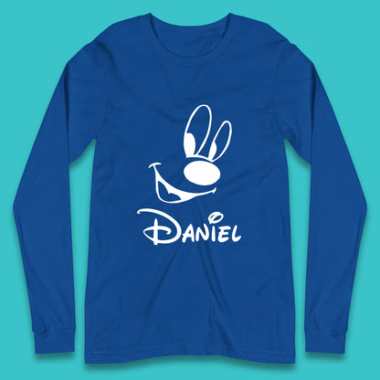 Personalised Disney Oswald the Lucky Rabbit Face Your Name Vintage Animated Cartoon Character Disney Trip Long Sleeve T Shirt