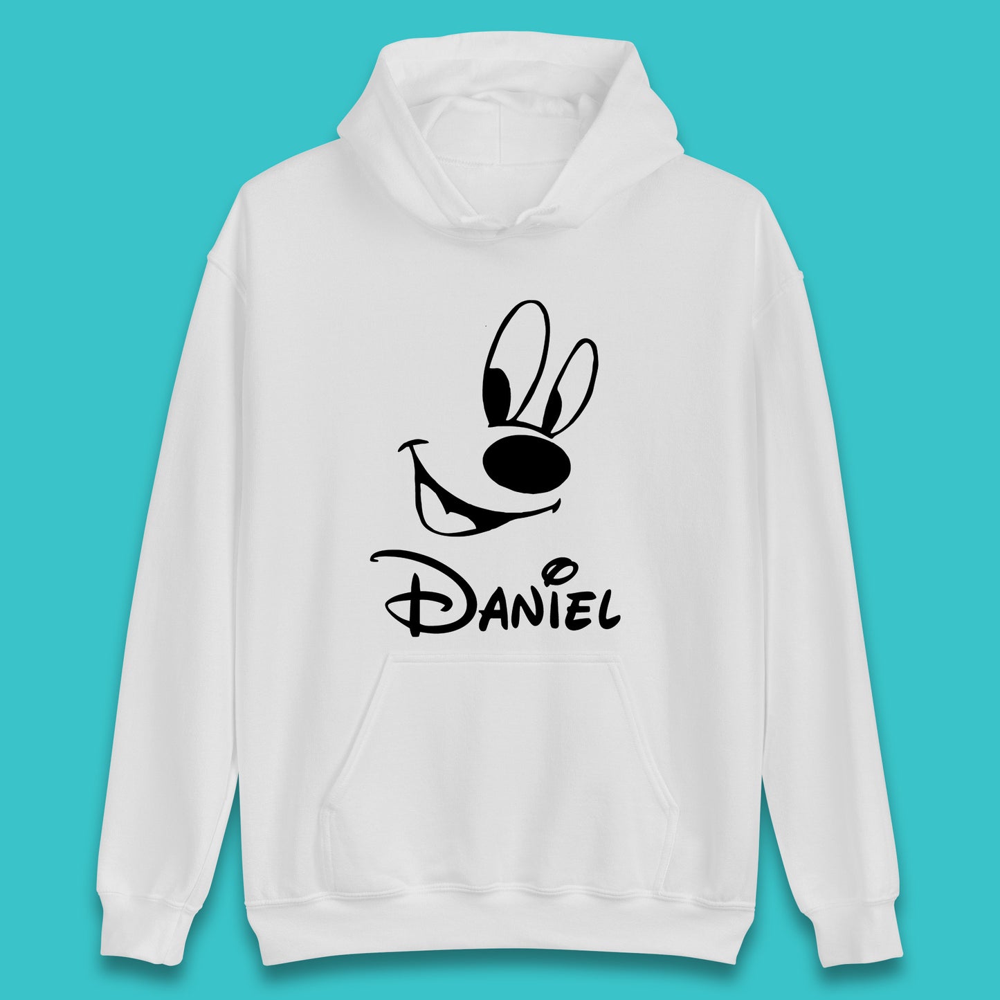 Personalised Disney Oswald the Lucky Rabbit Face Your Name Vintage Animated Cartoon Character Disney Trip Unisex Hoodie