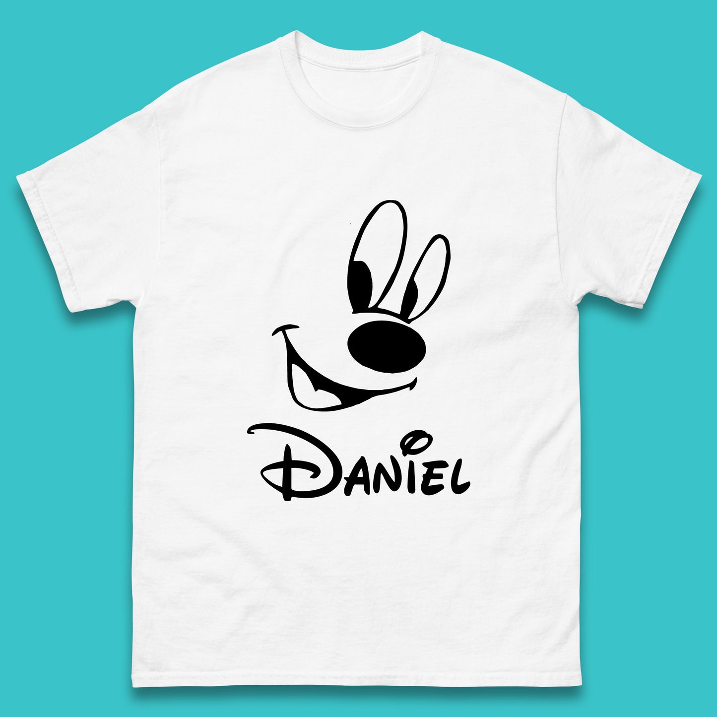 Personalised Disney Oswald the Lucky Rabbit Face Your Name Vintage Animated Cartoon Character Disney Trip Mens Tee Top