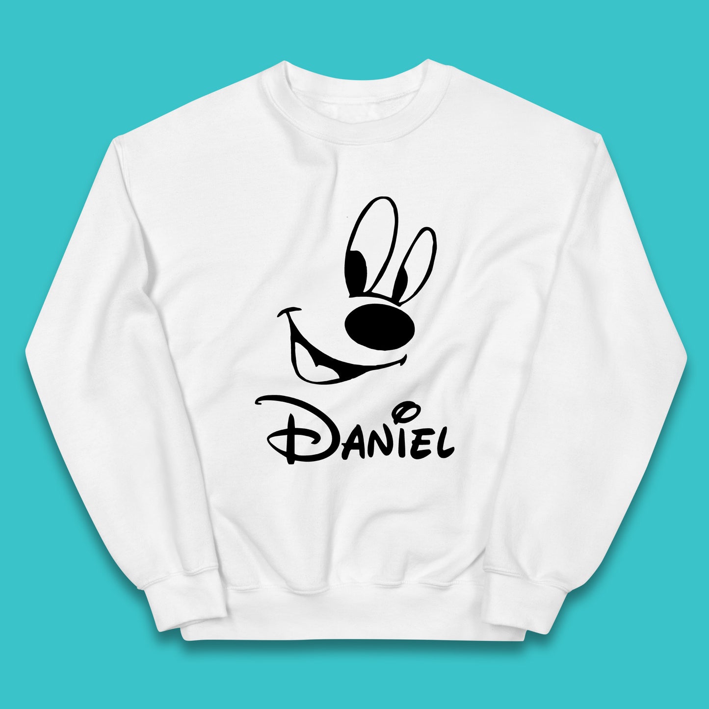 Personalised Disney Oswald the Lucky Rabbit Face Your Name Vintage Animated Cartoon Character Disney Trip Kids Jumper