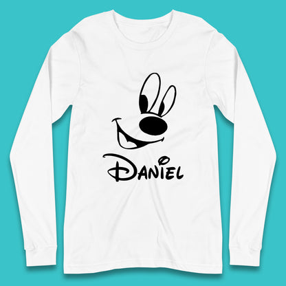 Personalised Disney Oswald the Lucky Rabbit Face Your Name Vintage Animated Cartoon Character Disney Trip Long Sleeve T Shirt