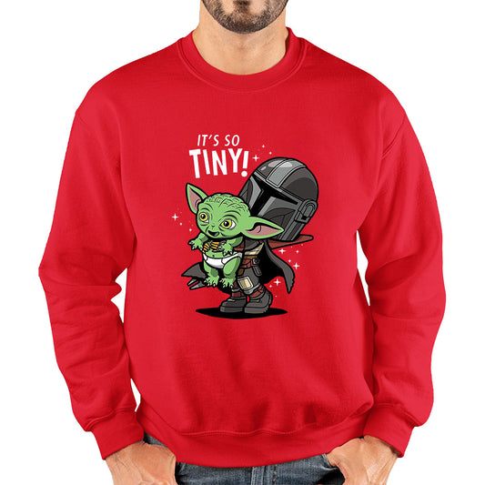 It's So Tiny! The Mandalorian Holding Grogu Yoda's species Star Wars Mando And Baby Yoda Star Wars Day 46th Anniversary Unisex Sweatshirt