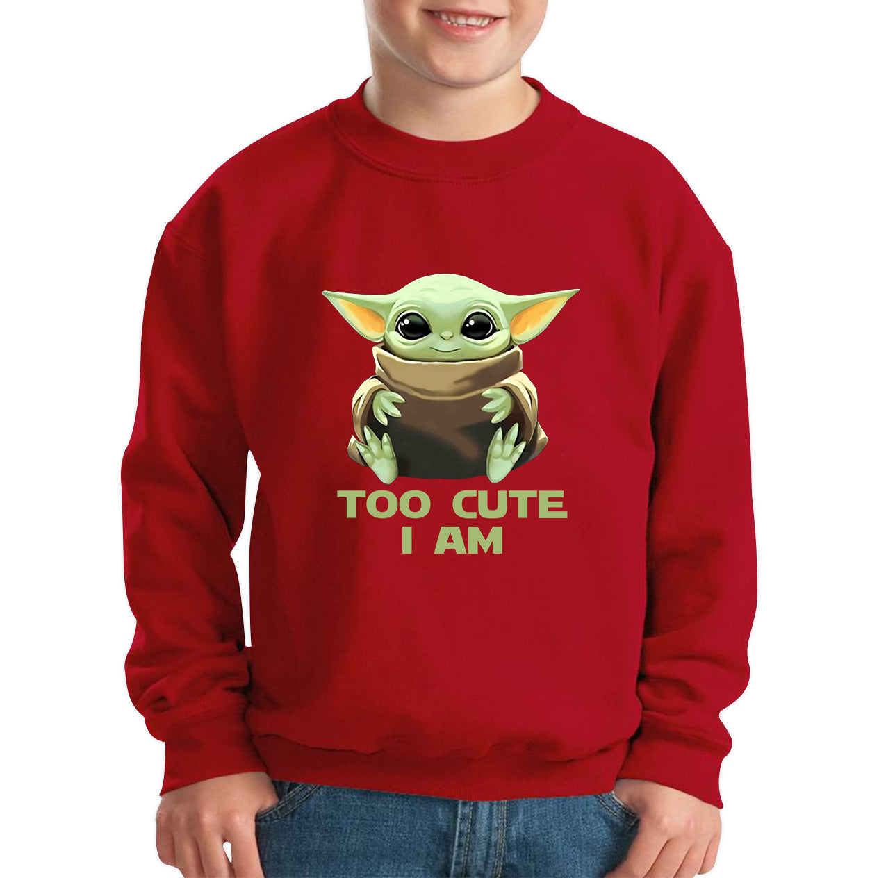 Too Cute I Am Star Wars Baby Yoda Green Humanoid Alien Disney Star Wars Day Yoda Star Wars 46th Anniversary Kids Jumper