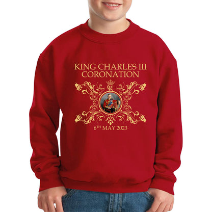 King Charles III Coronation 6th May 2023 Royal Cypher CR III Union Jack Ruling Monarch Of England Kids Jumper