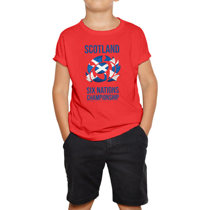 Scotland Flag Logo Rugby Cup European Support World Six Nations Championship Kids Tee