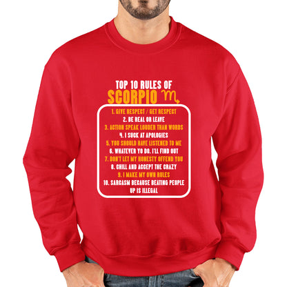 Top 10 Rules Of Scorpio Horoscope Zodiac Astrological Sign Facts Traits Give Respect Get Respect Birthday Present Unisex Sweatshirt