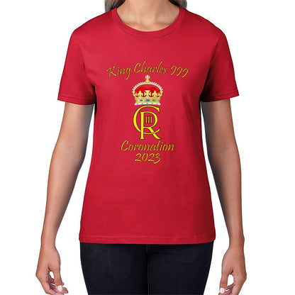 King Charles III Coronation 2023 Royal Crown Royal Cypher God Save The King Union Jack Womens Tee Top