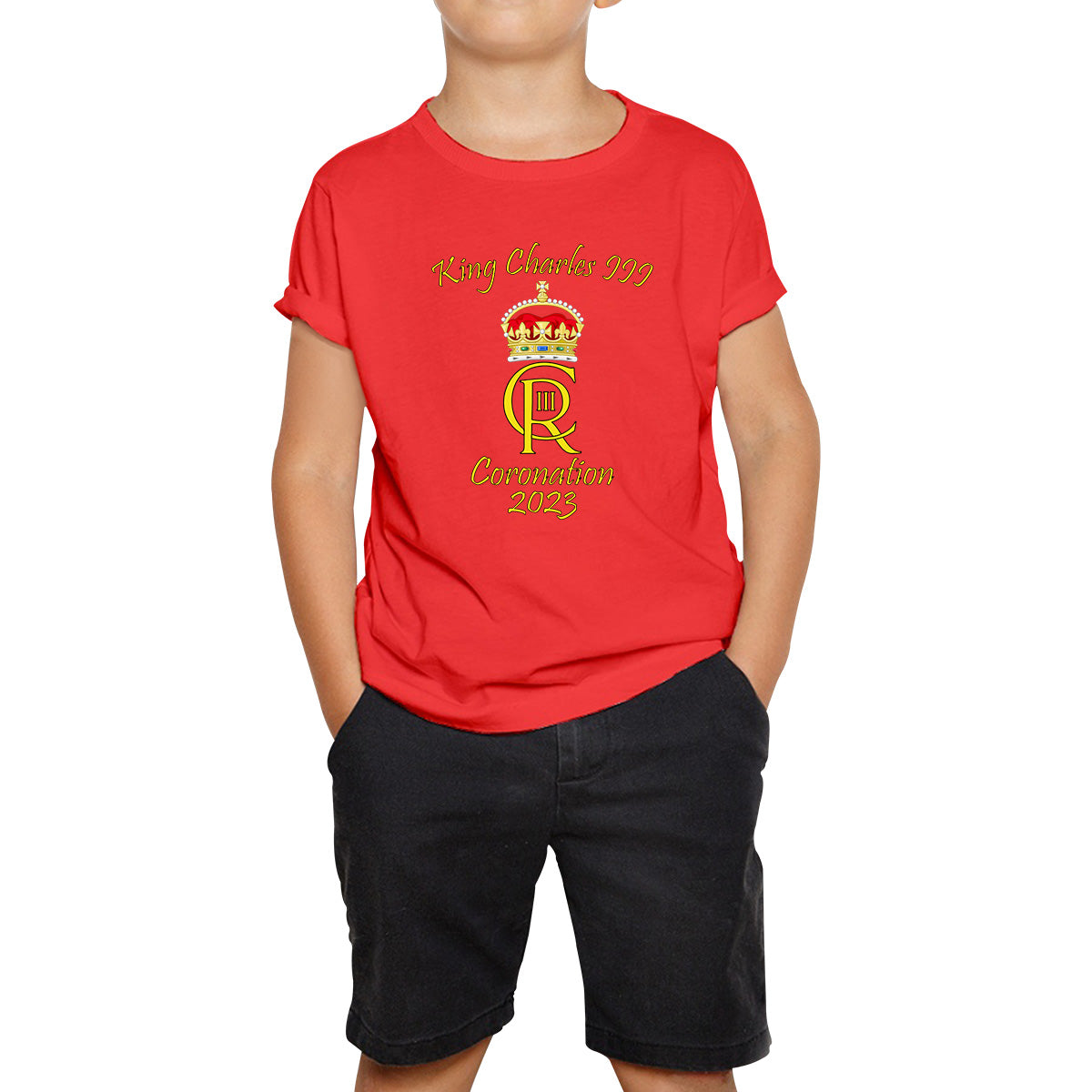 King Charles III Coronation 2023 Royal Crown Royal Cypher God Save The King Union Jack Kids T Shirt