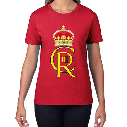 Royal Cypher King Charles III Coronation CR III Ruling Monarch Of Uk Royal Crown Great Britain Womens Tee Top