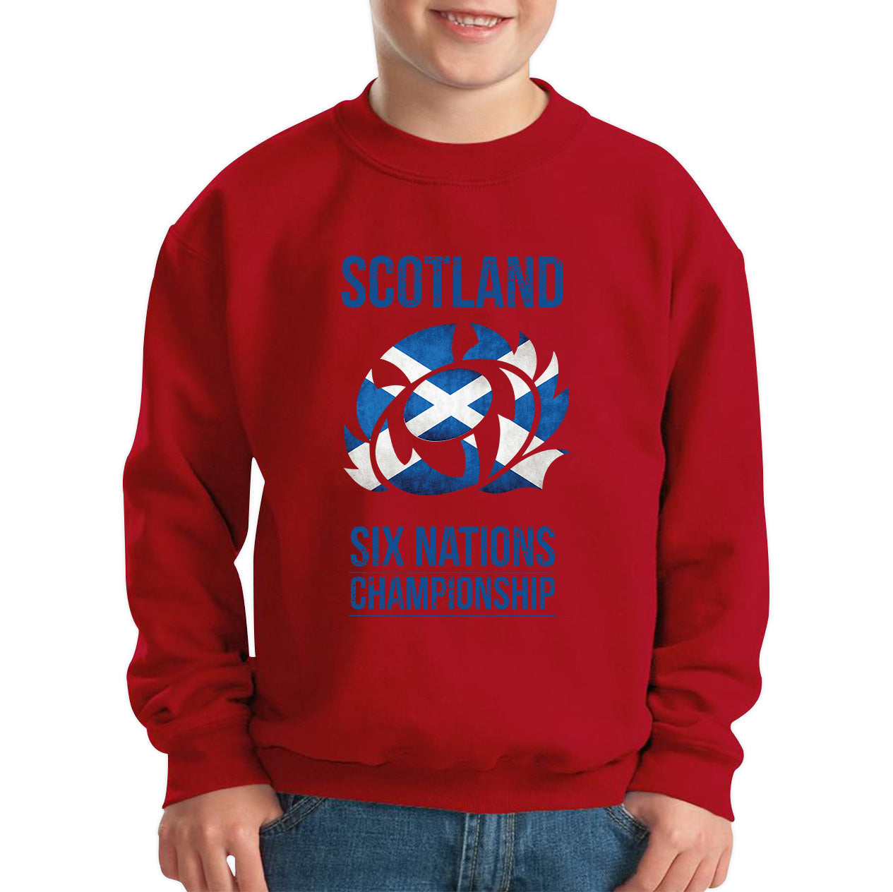 Scotland Flag Logo Rugby Cup European Support World Six Nations Championship Kids Jumper