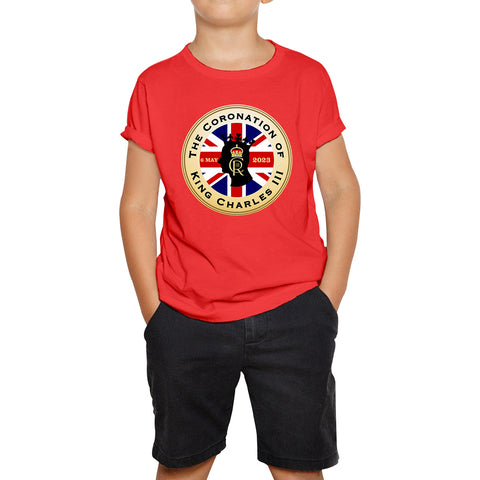 The Coronation Of King Charles III 6th May 2023 CR III Royal Crown United Kingdom Flag Kids T Shirt