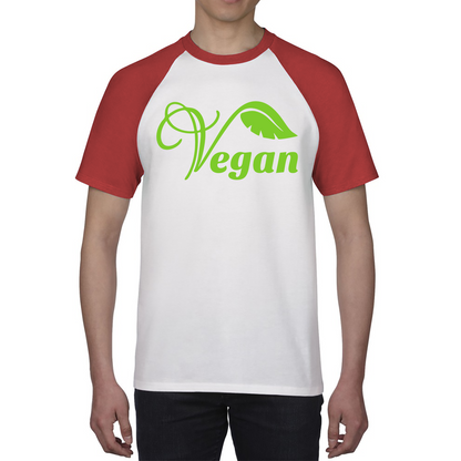 Vegan Logo Green V Leaf Vegetarian Foodie Peoples Vegan Symbol Baseball T Shirt