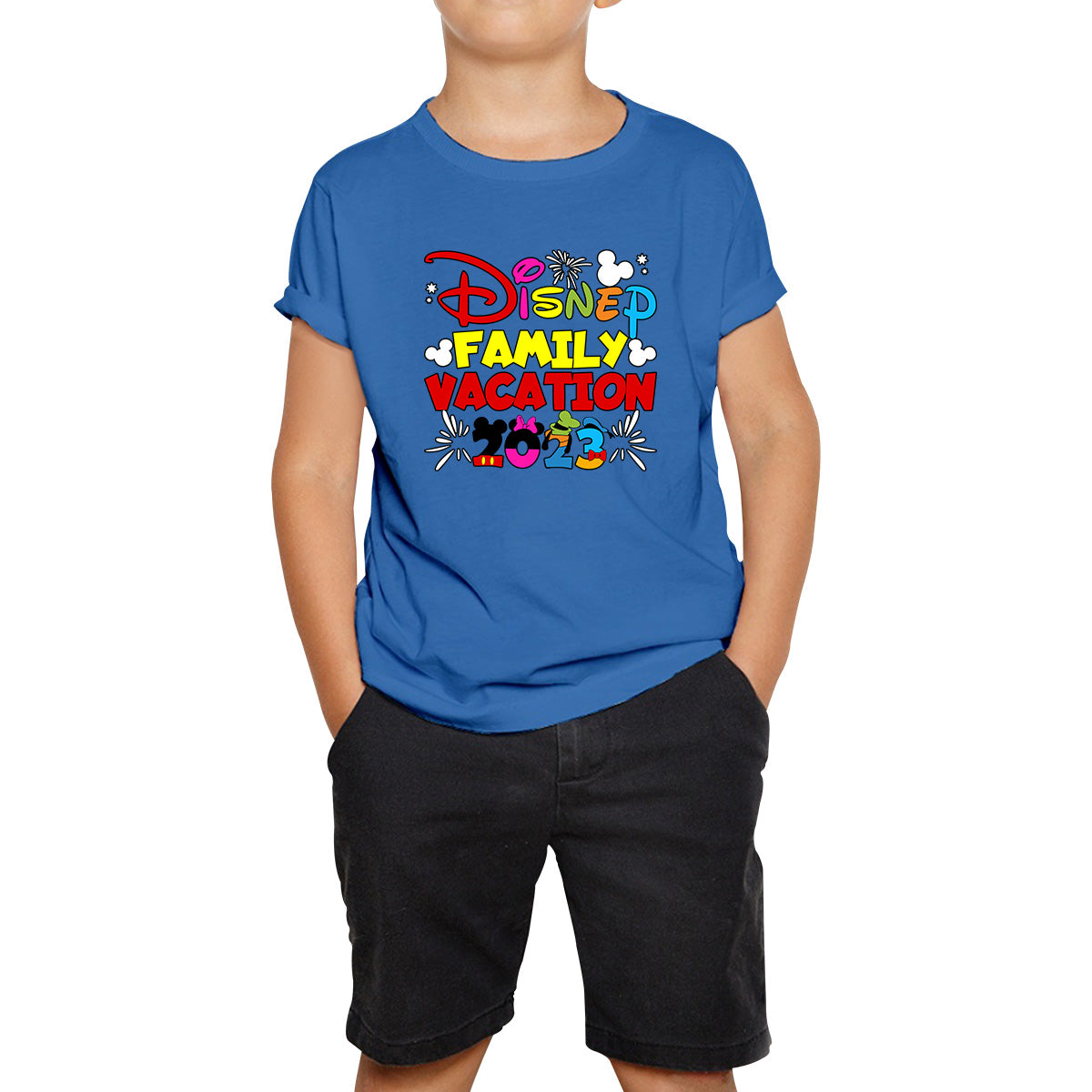 Disney Family Vacation 2023 Mickey Mouse Minnie Mouse Cartoon Disney Castle Disneyland Trip Kids T Shirt