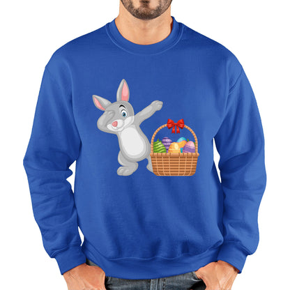 Dabbing Bunny With Eggs Basket Happy Easter Day Cute Rabbit Bunny Easter Day Unisex Sweatshirt