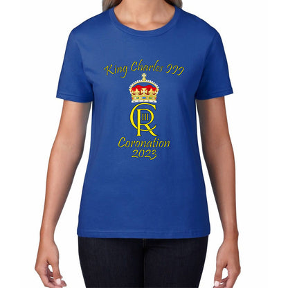 King Charles III Coronation 2023 Royal Crown Royal Cypher God Save The King Union Jack Womens Tee Top