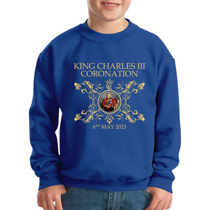 King Charles III Coronation 6th May 2023 Royal Cypher CR III Union Jack Ruling Monarch Of England Kids Jumper