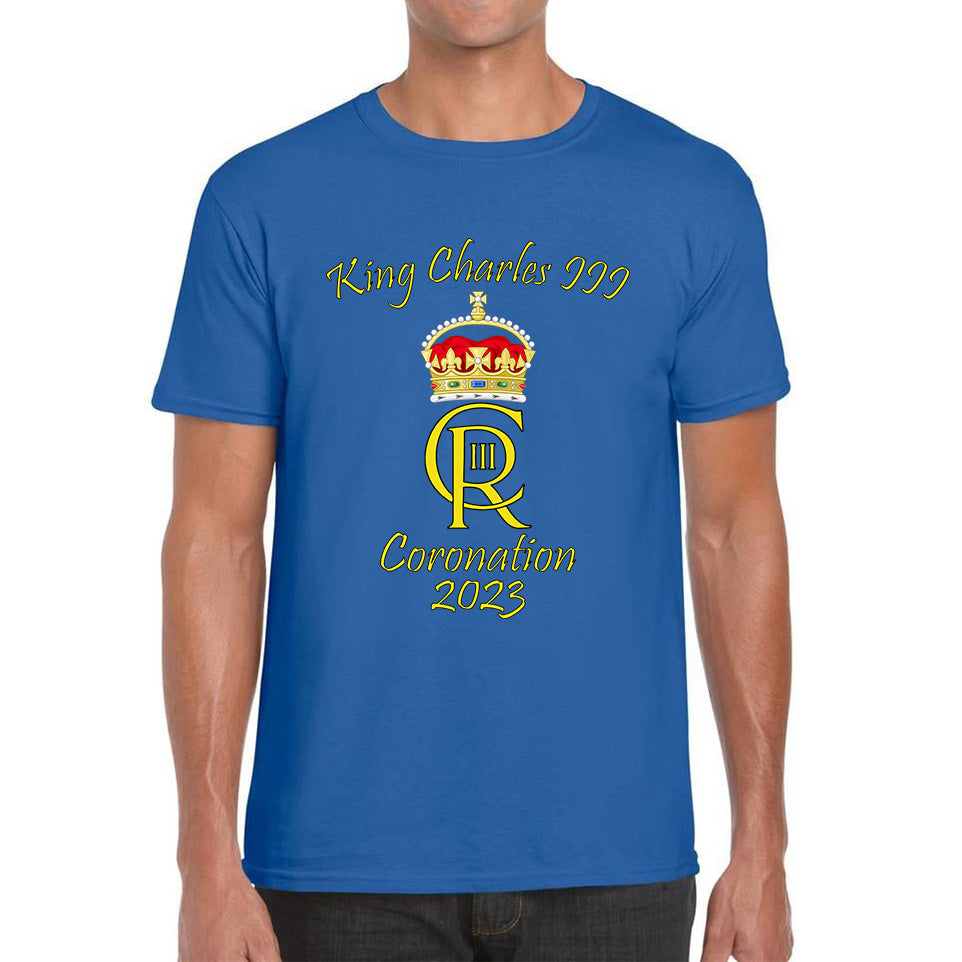 King Charles III Coronation 2023 Royal Crown Royal Cypher God Save The King Union Jack Mens Tee Top