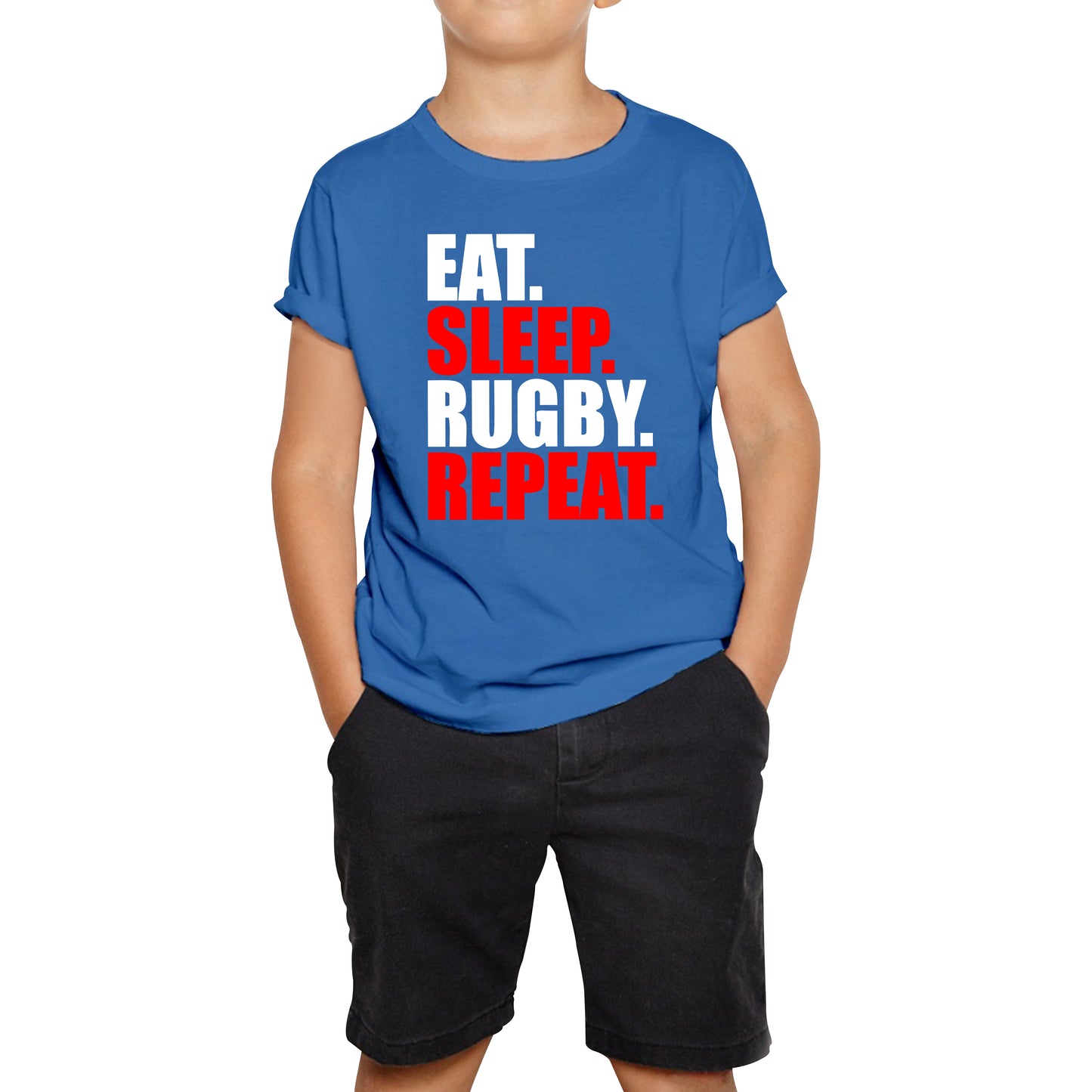 Eat Sleep Rugby Repeat Kids T-Shirt