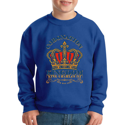 Coronation Kingdom King Charles III 6th May 2023  Royal Crown CR III His Majesty Union Jack Kids Jumper