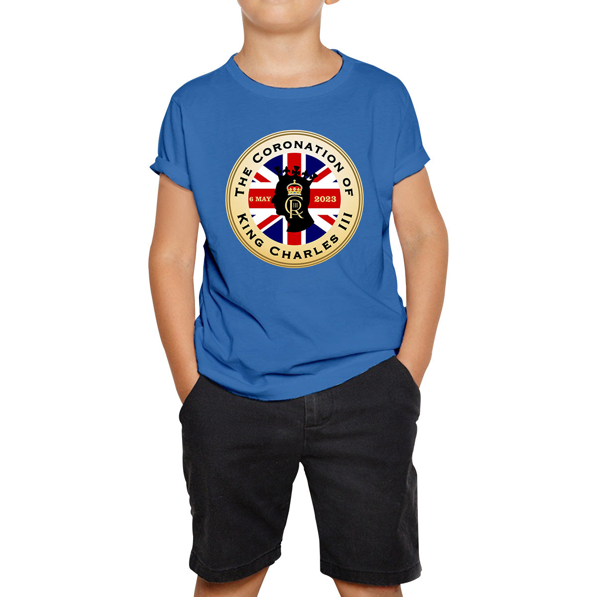 The Coronation Of King Charles III 6th May 2023 CR III Royal Crown United Kingdom Flag Kids T Shirt