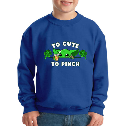 To Cute To Pinch Shamrock St Patrick's Day Green Irish Festival St Paddys Day Kids Jumper