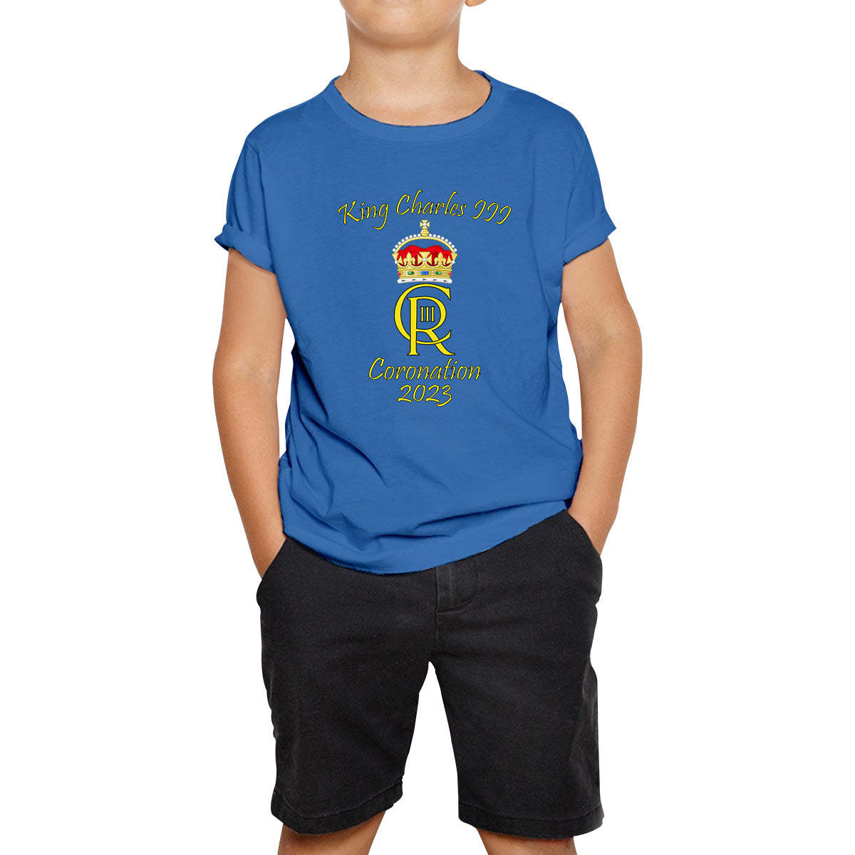 King Charles III Coronation 2023 Royal Crown Royal Cypher God Save The King Union Jack Kids T Shirt