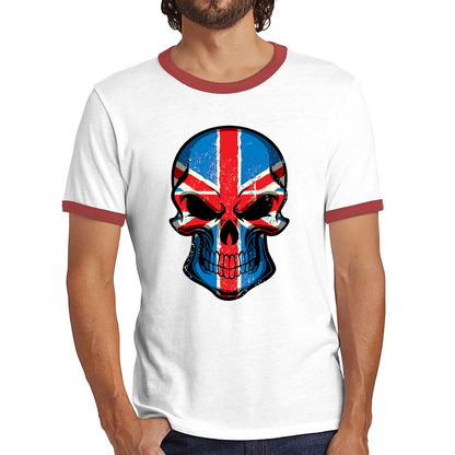 United Kingdom Skull Face Flag Shirt British National Day Great Britain Royal Country Bikers Ringer T Shirt