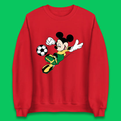 Mickey Mouse Kicking Football Soccer Player Disney Cartoon Mickey Soccer Player Football Team Unisex Sweatshirt