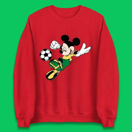 Mickey Mouse Kicking Football Soccer Player Disney Cartoon Mickey Soccer Player Football Team Unisex Sweatshirt