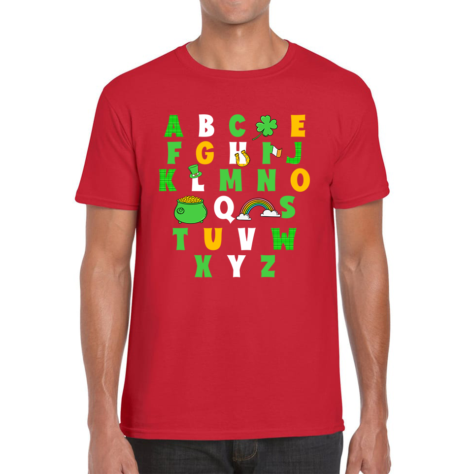 St Patrick's Day Alphabet Letters Alphabet A - Z Shamrock Alphabet St Paddy's Letters Mens Tee Top