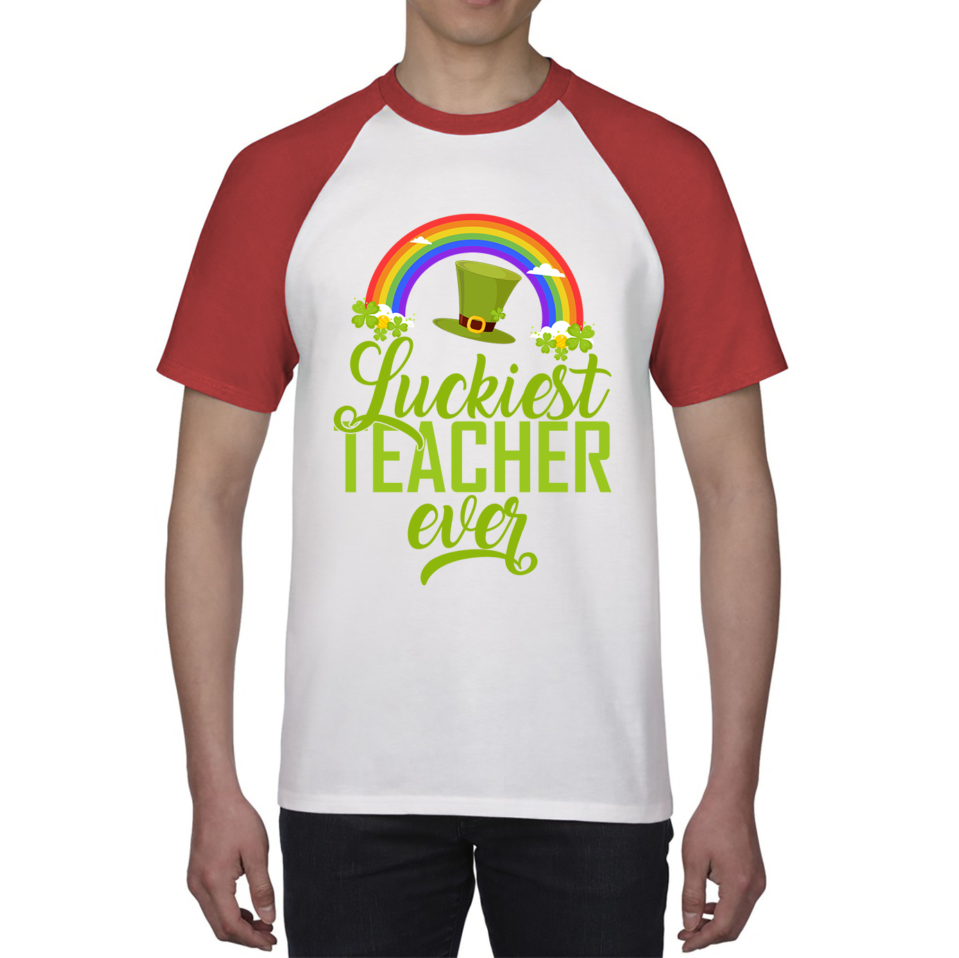 Luckiest Teacher Ever St. Patrick Day Irish Teacher Shamrock Festive St. Paddys Teacher Baseball T Shirt