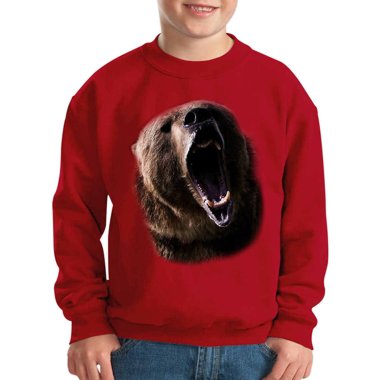 Grizzly Bear Roaring Face Sweatshirt