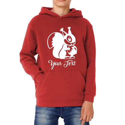 Personalised Cartoon Squirrel Holding Acorn Your Name Cute Squirrel Animal Kids Hoodie